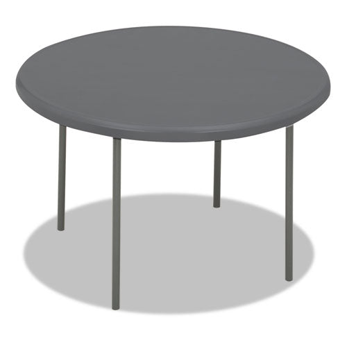 IndestrucTable Classic Folding Table, Round Top, 200 lb Capacity, 48" Diameter x 29h, Charcoal-(ICE65247)
