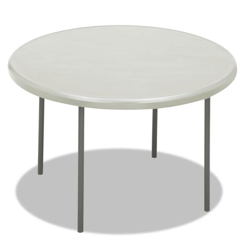 IndestrucTable Classic Folding Table, Round Top, 200 lb Capacity, 48" Diameter x 29h, Platinum-(ICE65243)