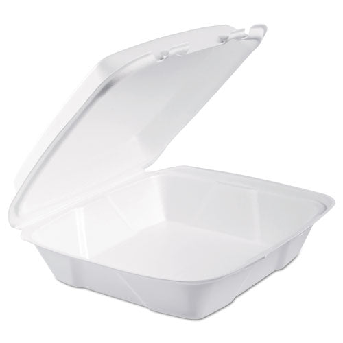 Foam Hinged Lid Containers, 9 x 9 x 3, White, 200/Carton-(DCC90HT1R)