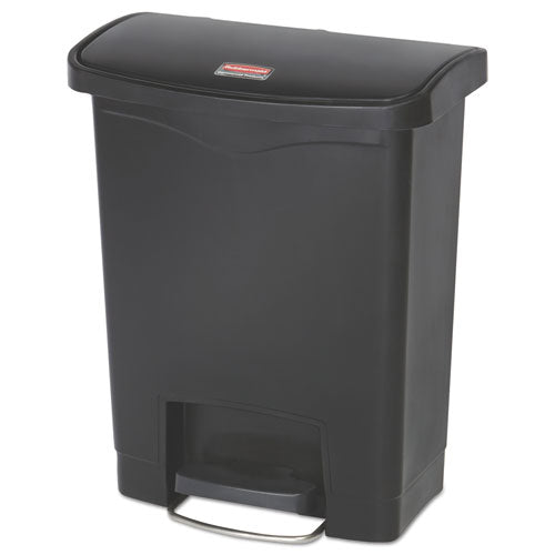 Streamline Resin Step-On Container, Front Step Style, 8 gal, Polyethylene, Black-(RCP1883609)