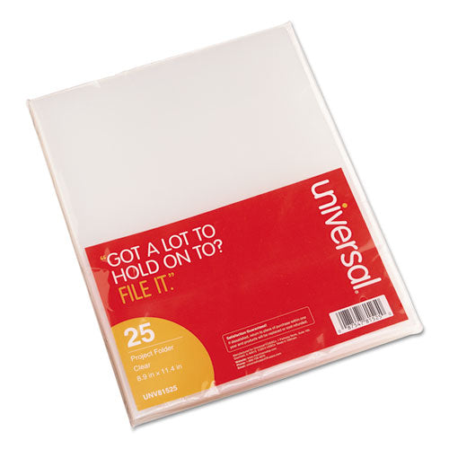 Project Folders, Letter Size, Clear, 25/Pack-(UNV81525)