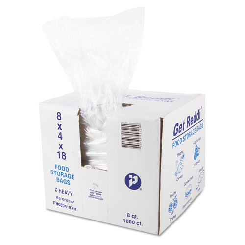 Food and Utility Bags, 8 qt, 1.2 mil, 8" x 18", Clear, 1,000/Carton-(IBSPB080418XH)