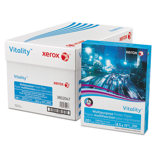 Vitality Multipurpose Print Paper, 92 Bright, 20 lb Bond Weight, 8.5 x 11, White, 500/Ream-(XER3R02047RM)