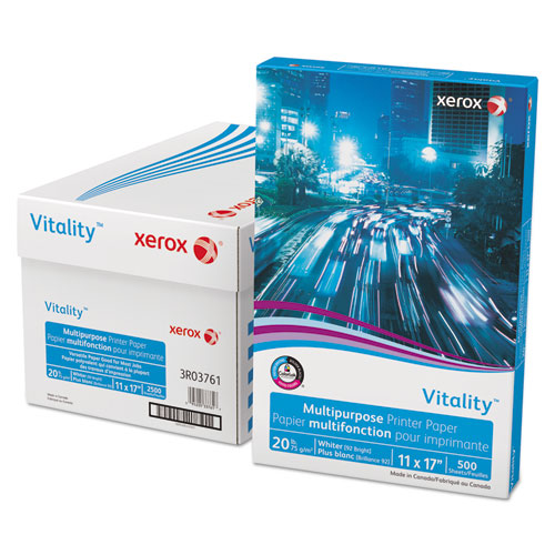 Vitality Multipurpose Print Paper, 92 Bright, 20 lb Bond Weight, 11 x 17, White, 500/Ream-(XER3R03761)