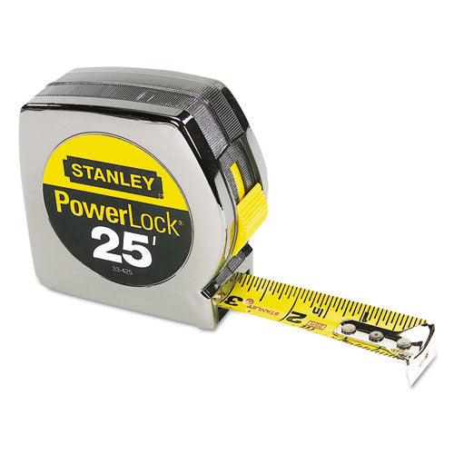 Powerlock II Power Return Rule, 1" x 25 ft, Chrome/Yellow-(BOS33425)