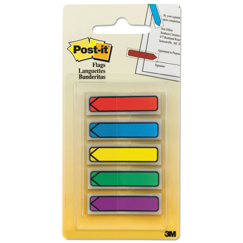 Arrow 0.5" Page Flags, Blue/Green/Purple/Red/Yellow, 20/Color, 100/Pack-(MMM684ARR1)