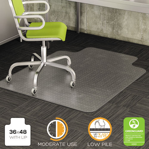 DuraMat Moderate Use Chair Mat, Low Pile Carpet, Flat, 36 x 48, Lipped, Clear-(DEFCM13113)