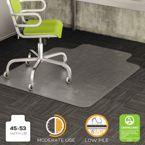 DuraMat Moderate Use Chair Mat for Low Pile Carpet, 45 x 53, Wide Lipped, Clear-(DEFCM13233)