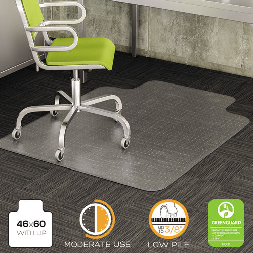 DuraMat Moderate Use Chair Mat for Low Pile Carpet, 46 x 60, Wide Lipped, Clear-(DEFCM13433F)