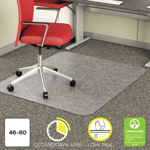 EconoMat Occasional Use Chair Mat, Low Pile Carpet, Flat, 46 x 60, Rectangle, Clear-(DEFCM11442F)