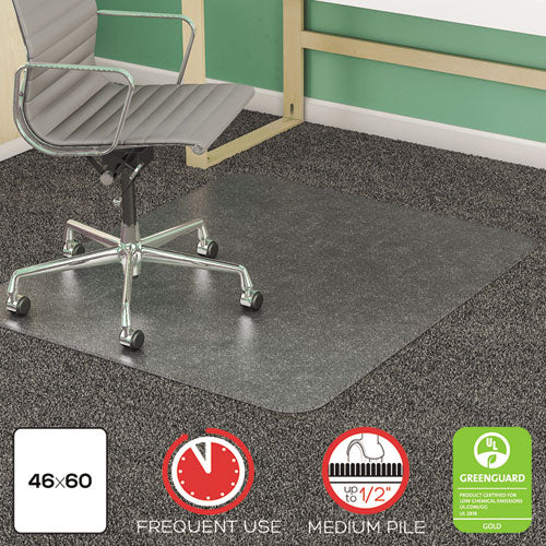 SuperMat Frequent Use Chair Mat, Medium Pile Carpet, Flat, 46 x 60, Rectangle, Clear-(DEFCM14443F)