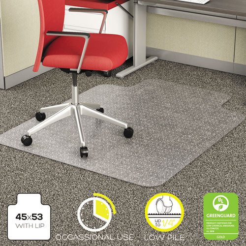 EconoMat Occasional Use Chair Mat for Low Pile Carpet, 45 x 53, Wide Lipped, Clear-(DEFCM11232)