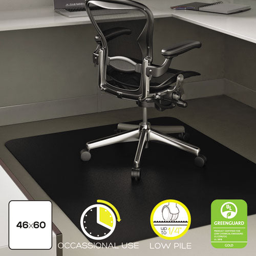 EconoMat Occasional Use Chair Mat for Low Pile Carpet, 46 x 60, Rectangular, Black-(DEFCM11442FBLK)