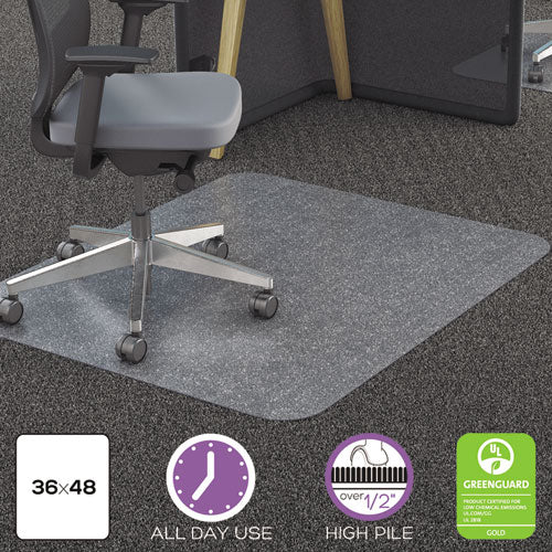 All Day Use Chair Mat - All Carpet Types, 36 x 48, Rectangular, Clear-(DEFCM11142PC)