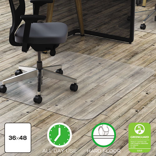 All Day Use Chair Mat - Hard Floors, 36 x 48, Rectangular, Clear-(DEFCM21142PC)