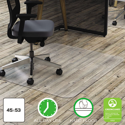 All Day Use Chair Mat - Hard Floors, 45 x 53, Rectangle, Clear-(DEFCM21242PC)