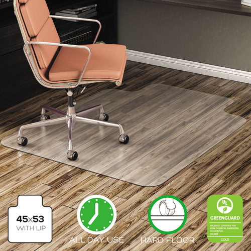 EconoMat All Day Use Chair Mat for Hard Floors, 45 x 53, Wide Lipped, Clear-(DEFCM21232)