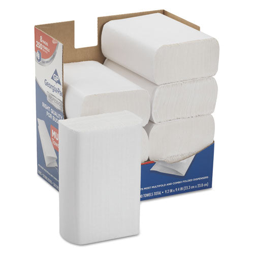 Professional Series Premium Folded Paper Towels, M-Fold, 1-Ply, 9.4 x 9.2, White, 250/Box, 8 Boxes/Carton-(GPC2212014)