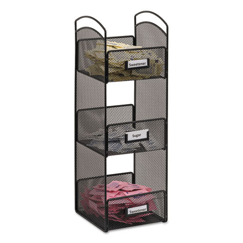 Onyx Breakroom Organizers, 3 Compartments, 6 x 6 x 18, Steel Mesh, Black-(SAF3290BL)