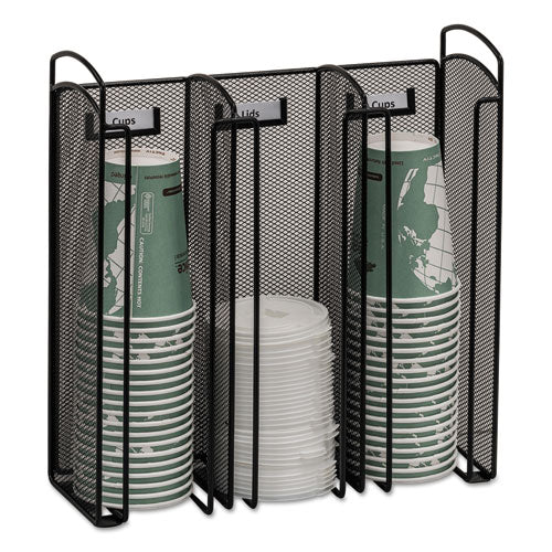 Onyx Breakroom Organizers, 3 Compartments, 12.75 x 4.5 x 13.25, Steel Mesh, Black-(SAF3292BL)