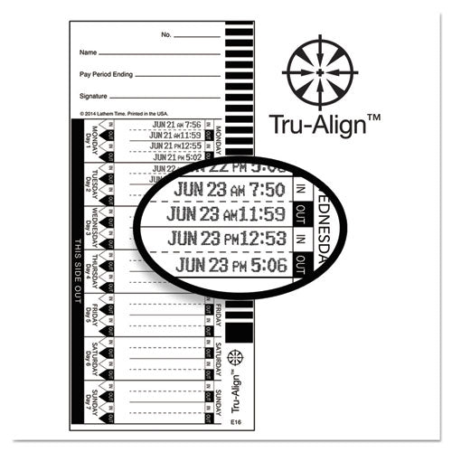 Time Clock Cards for Lathem Time 1600E, One Side, 4 x 9, 100/Pack-(LTH16100)