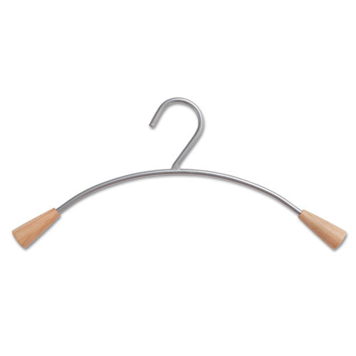 Metal and Wood Coat Hangers, 16.8", Metallic Gray/Mahogany, 6/Set-(ABAPMCIN6)
