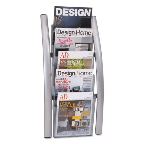 Wall Literature Display, 13w x 3.5d x 28.5h, Silver Gray/Translucent-(ABADDICE5M)