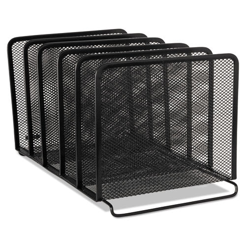 Mesh Stacking Sorter, 5 Sections, Letter to Legal Size Files, 8.25" x 14.38" x 7.88", Black-(ROL22141)