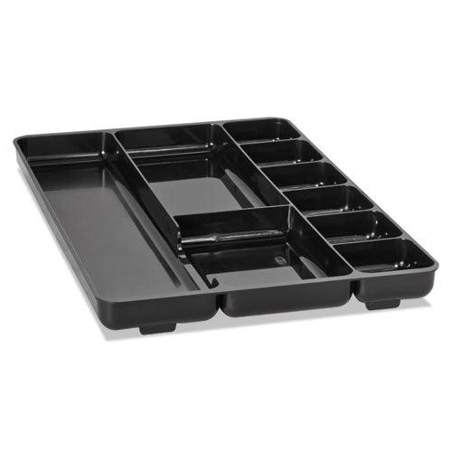 Regeneration Nine-Section Drawer Organizer, 14 x 9.13 x 1.13, Plastic, Black-(RUB45706)