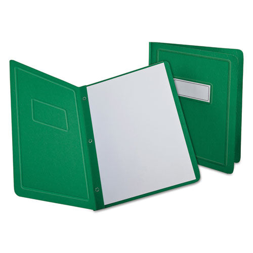Title Panel and Border Front Report Cover, Three-Prong Fastener, 0.5" Capacity, 8.5 x 11, Light Green/Light Green, 25/Box-(OXF52503)