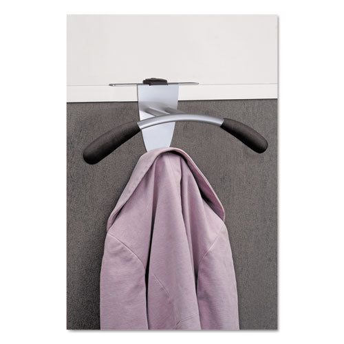 Hanger Shaped Partition Coat Hook, Metal/Foam/ABS, Silver/Black-(ABAPMMOUSPART)