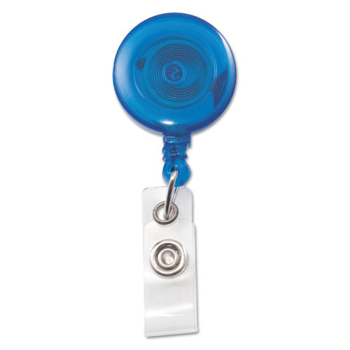 Translucent Retractable ID Card Reel, 30" Extension, Blue, 12/Pack-(AVT75472)
