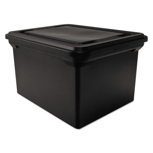 File Tote with Lid, Letter/Legal Files, 14.25" x 18" x 10.88", Black-(AVT34052)