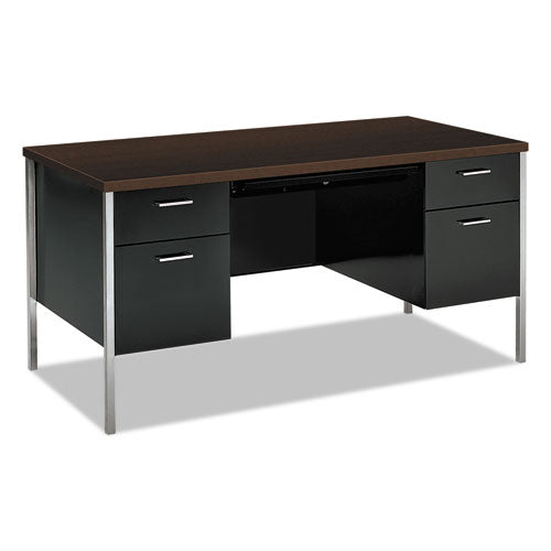 34000 Series Double Pedestal Desk, 60" x 30" x 29.5", Mocha/Black-(HON34962MOP)
