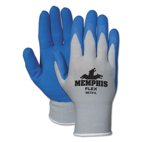 Memphis Flex Seamless Nylon Knit Gloves, Large, Blue/Gray, Dozen-(CRW96731LDZ)