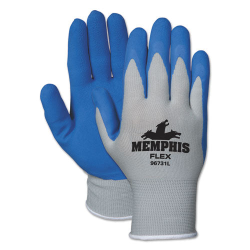 Memphis Flex Seamless Nylon Knit Gloves, X-Large, Blue/Gray, Pair-(CRW96731XL)