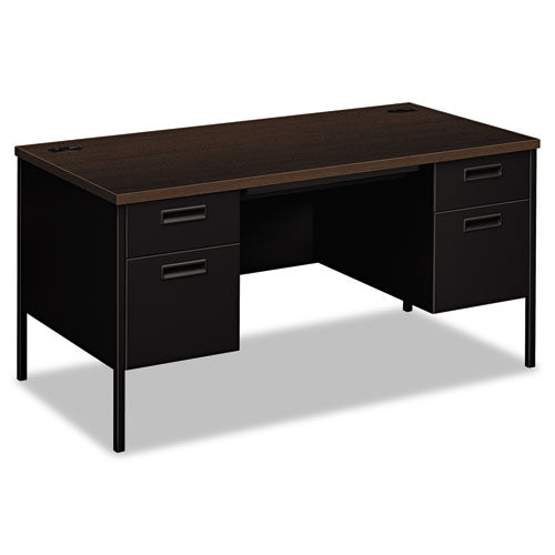 Metro Classic Series Double Pedestal Desk, Flush Panel, 60" x 30" x 29.5", Mocha/Black-(HONP3262MOP)