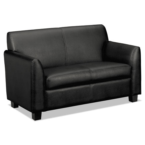 Circulate Leather Reception Two-Cushion Loveseat, 53.5w x 28.75d x 32h, Black-(BSXVL872SB11)