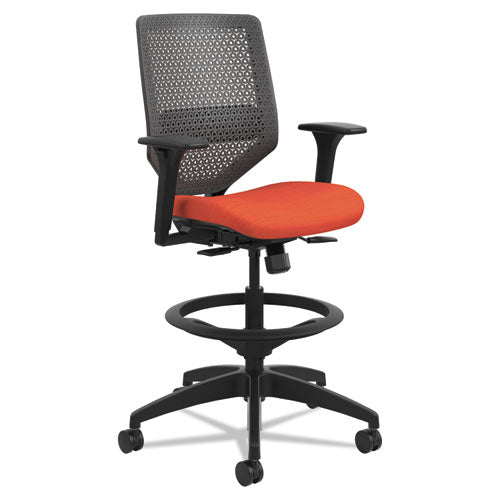 Solve Series ReActiv Back Task Stool, Supports 300 lb, 23" to 33" Seat Height, Bittersweet Seat, Charcoal Back, Black Base-(HONSVSR1ACLC46T)