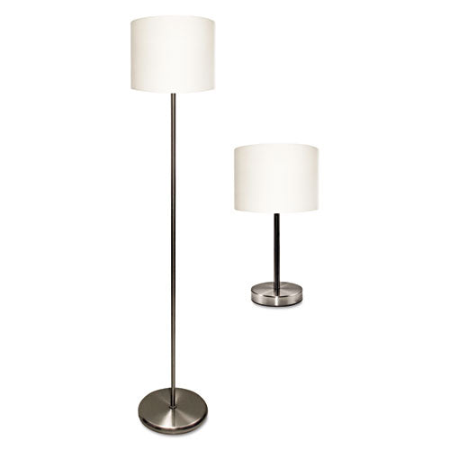 Slim Line Lamp Set, Table 12.63" High and Floor 61.5" High, Silver-(LEDL9135)