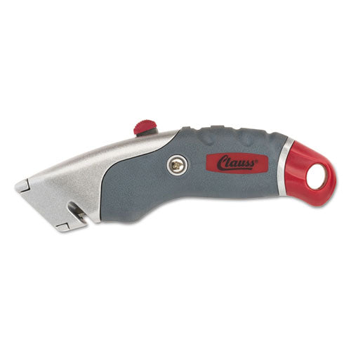 Titanium Auto-Retract Utility Knife, 2.3 Blade, 6" Aluminum/Rubber Handle, Gray/Red-(ACM18966)