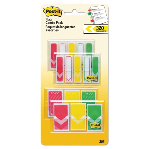 0.5" and 1" Prioritization Page Flag Value Pack, Red/Yellow/Green, 320/Pack-(MMM682RYGVA)