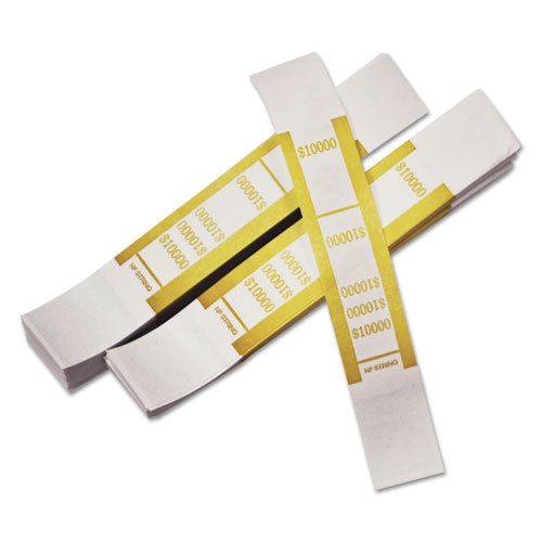 Self-Adhesive Currency Straps, Mustard, $10,000 in $100 Bills, 1000 Bands/Pack-(ICX94190057)