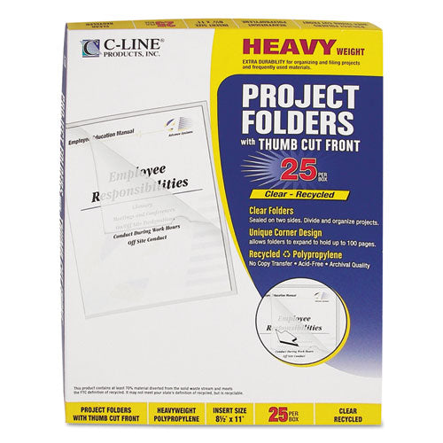 Poly Project Folders, Letter Size, Clear, 25/Box-(CLI62127)