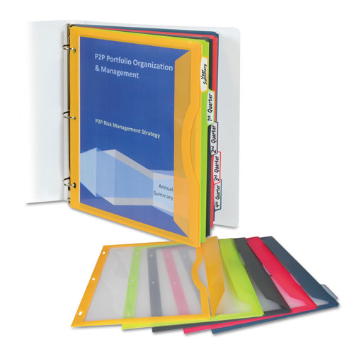 Binder Pocket With Write-On Index Tabs, 9.88 x 11.38, Assorted, 5/Set-(CLI06650)