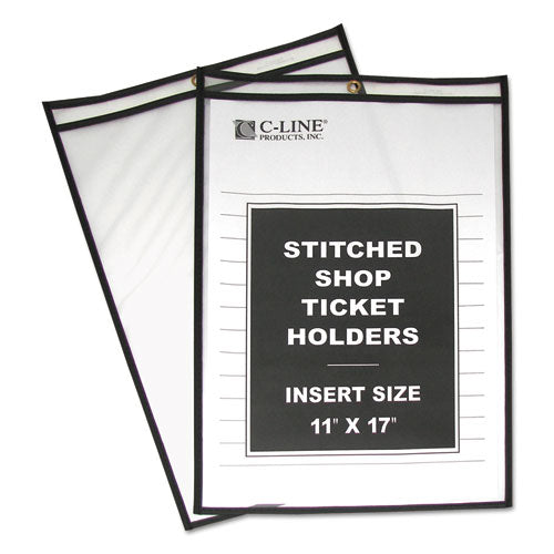 Shop Ticket Holders, Stitched, Both Sides Clear, 75", 11 x 17, 25/Box-(CLI46117)