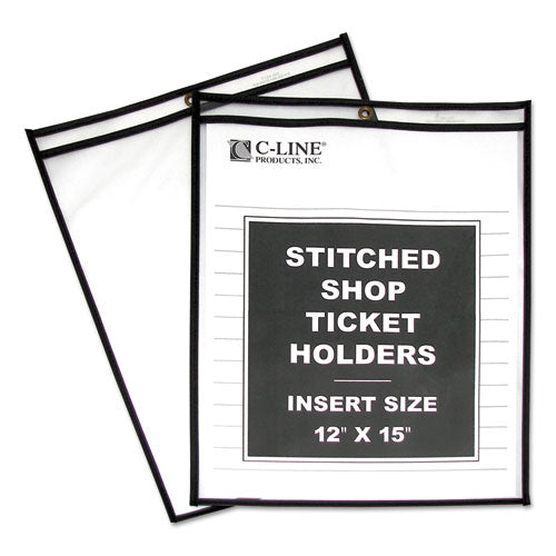 Shop Ticket Holders, Stitched, Both Sides Clear, 75", 12 x 15, 25/BX-(CLI46125)
