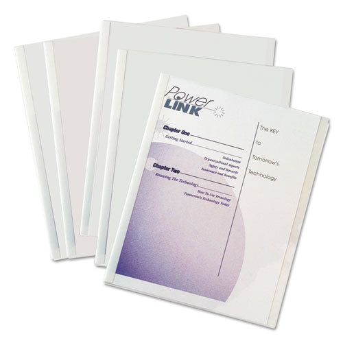 Vinyl Report Covers with Binding Bars, 0.13" Capacity,  8.5 x 11, Clear/Clear, 50/Box-(CLI32457)