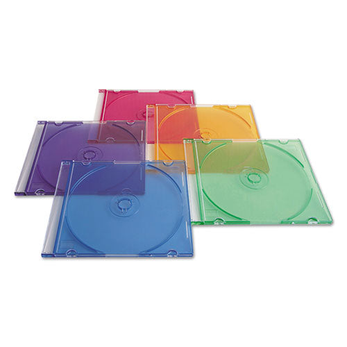 CD/DVD Slim Case, Assorted Colors, 50/Pack-(VER94178)