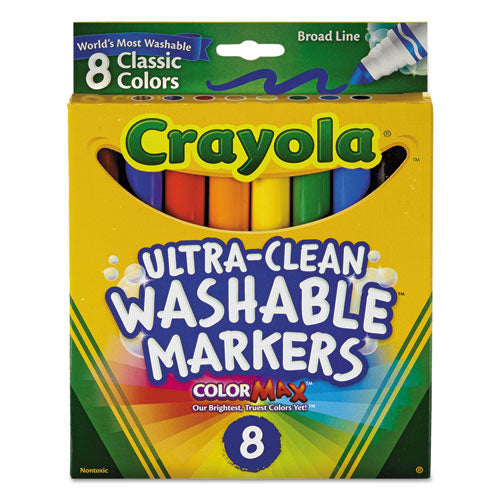 Ultra-Clean Washable Markers, Broad Bullet Tip, Assorted Colors, 8/Pack-(CYO587808)